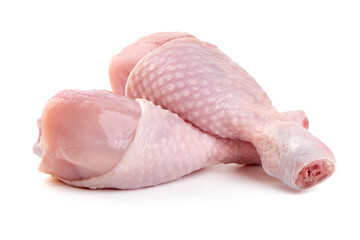 Raw Chicken Legs, isolated on White Background