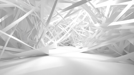 Abstract interior space design in white.