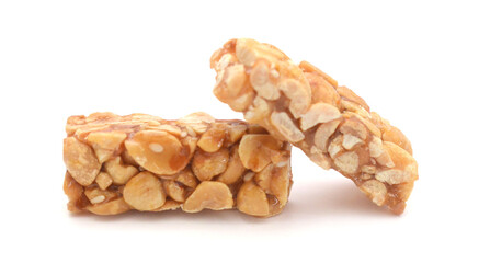 Nut bar on white background 