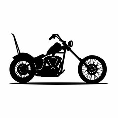 Black silhouette motorcycle vector illustration depicting a speedy chrome chopper motorbike design