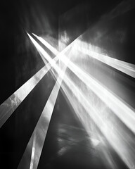 A series of disconnected light beams, symbolizing the breakdown of clarity and the disjointed nature of communication in modern life