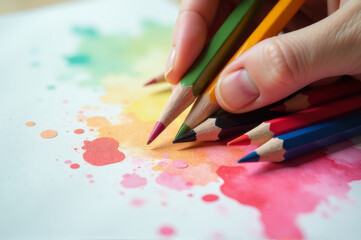 A person holds a pencil in their hand, suitable for various uses such as creative work or educational settings