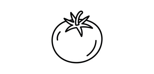 Simple Line Drawing of a Single Tomato
