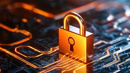 Close up view of a locked padlock on a circuit board symbolizing the role of firewalls in safeguarding digital networks and systems from unauthorized access or cyber threats