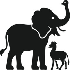 Fototapeta premium Jungle Animal Silhouettes Vector | Elephant Lion Giraffe Safari EPS Art