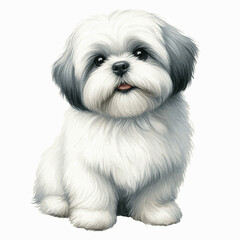 Silk Cloud Flow dog shih tzu isolated watercolor vector illustration svg