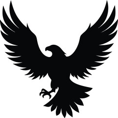 Fototapeta premium Majestic Eagle in Flight Silhouette | Wings Spread Vector EPS Design