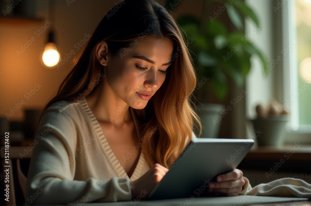Poster a person working on a tablet computer at a table