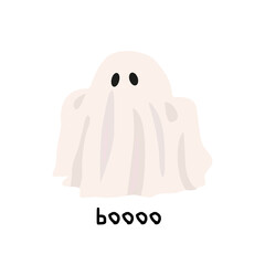 Spooky Halloween vector cartoon retro illustrations. Adorable halloween festival elements for decoration, prints, stickers, cards. Ghost, vampire, boy in skeleton costume