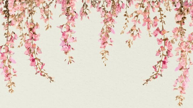 Elegant floral hanging design animated overlay, transparent 4K video, alpha channel, ProRes 4444