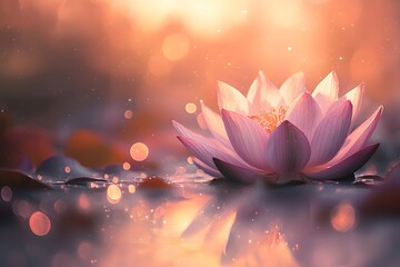 The lotus blooms quietly in the pond, its pink petals appearing exceptionally elegant under the sunlight