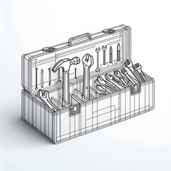 tool box line art graphic vector style illustration