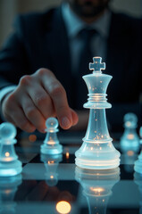 A person sitting at a table playing chess