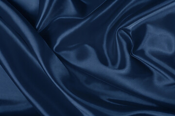 Obraz premium Deep Indigo Blue Satin Fabric Texture Close-up