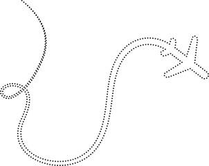 Airplane route in dotted line shape, flight, travel