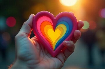 A person holding a heart-shaped object in their hand, perfect for romantic and love-themed images