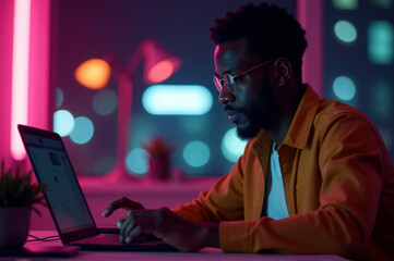 A person typing away on their laptop, possibly working or studying