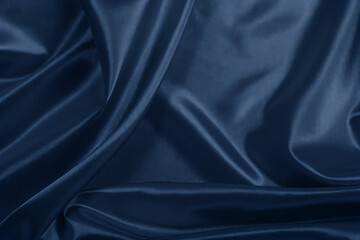 Obraz premium Deep Indigo Blue Satin Fabric Texture Close-up