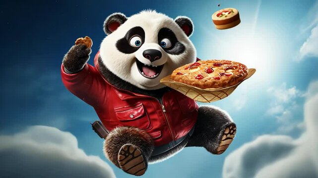 animated panda delivering pizza video concept food delivery cartoon branding kids content marketing

