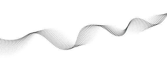 Flowing Dot Wave halftone gradient pattern on transparent background	
