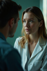 Two people sharing a romantic moment, looking into each other's eyes