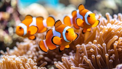 Vibrant Orange Clownfish in a Coral Reef Ecosystem