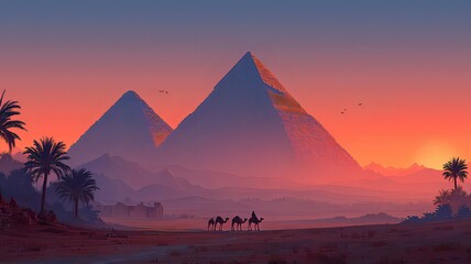 Abstract dreamy pyramids in egypt