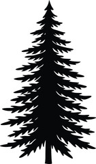 Fototapeta premium silhouette of tall pine tree with layered branches perfect for forest nature illustration camping art and evergreen tree decor