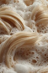 Wet Blonde Hair with Shampoo Foam
