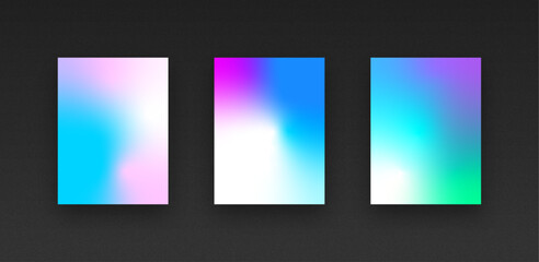 Colorful vibrant gradient background template copy space set. Various color combination backdrop design. Smooth color gradation for screen, mobile apps, poster, or banner design