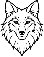 Fototapeta premium Wolf head silhouette with focused eyes and pointy ears suitable for wildlife