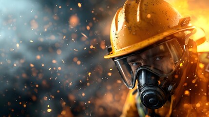 Firefighter confronting a raging inferno