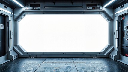 Futuristic Spacecraft Interior with Large Window View