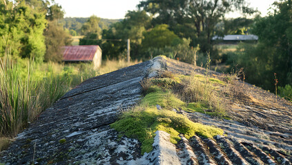 An Asbestos Roof That Chronicles Its Age