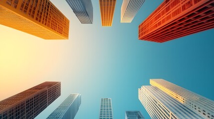 Futuristic glass and metal skyscraper with minimalist aesthetic