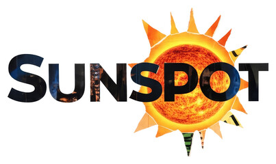 PNG vibrant collage features a stylized sunspot with radiating beams.