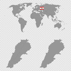 Lebanon Map Set with World Location.