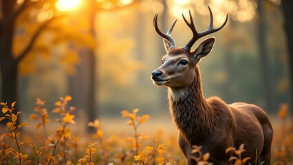 Fototapeta premium Majestic Deer in Autumn Glow