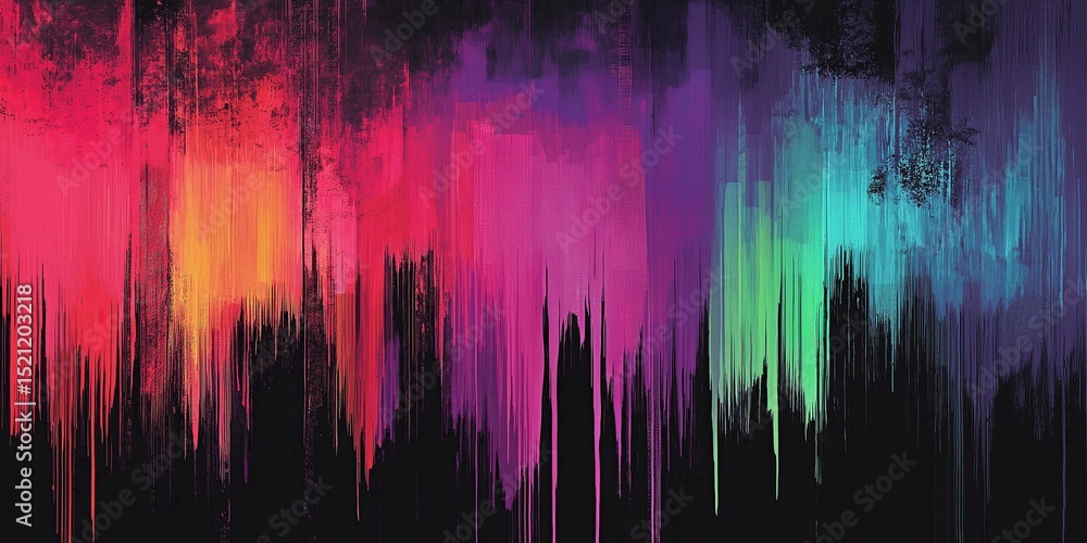 Aufkleber abstract digital artwork: colorful gradient spectrum with vertical black stripes for dynamic movemen