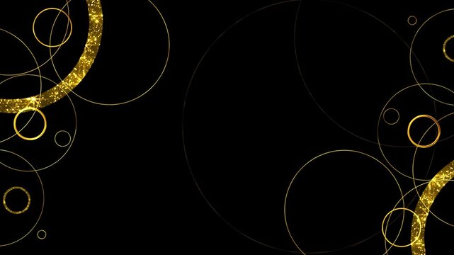Circle rings minimal animation gold dots pattern universal frame. Digital soft geometric lines Luxury design. trendy wedding 3D 4K deluxe award ceremony event glitter sparkling particles intros titles