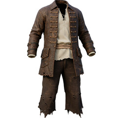 old pirate clothes isolated on white background