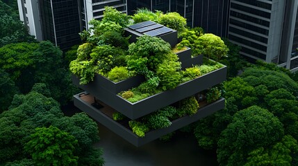 Innovative green roof system on a modern commercial building