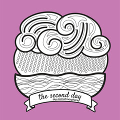 The Second Day of 6 Creation Days of God Bible Story Cartoon Digital Stamp 