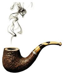 PNG weathered pipe releases wisps of smoke.