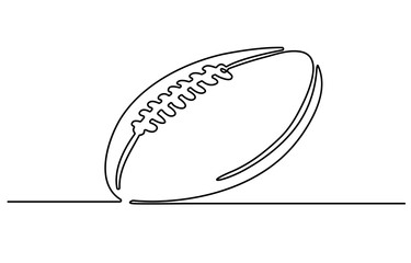 One continuous line drawing American football. sport  concept, Continuous one line drawing of Rugby ball. Modern continuous line draw design graphic vector illustration. American football ball Game.