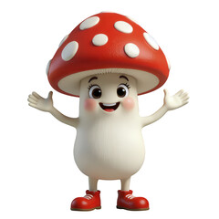 Red Mushroom Character, Transparent Cutout, Playful Design