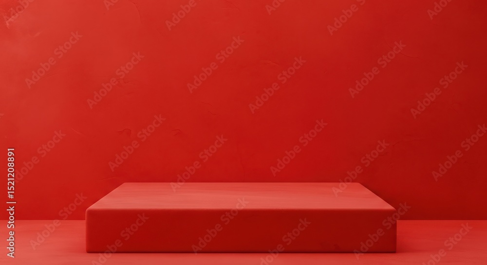 Aufkleber empty red display platform with textured wall background