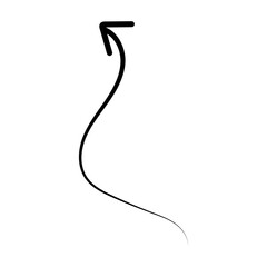 Hand drawn full black arrow. Direction of arrow, repetition, different thickness, direction. Vector illustration