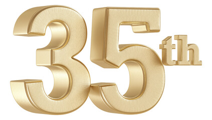 35th Anniversary Golden Number 3D Illustration