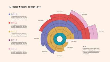 Circle Chart Business Infographic Editable Template for Extensive Data Visualization. Simple creative Infographic vector elements, charts, diagrams, steps and options for Business Presentation.